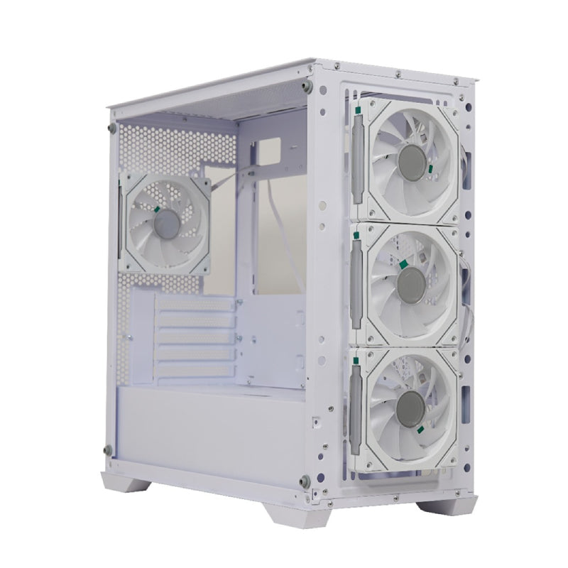 GPro Premium Mid Tower PC Case With 4 Fans - White