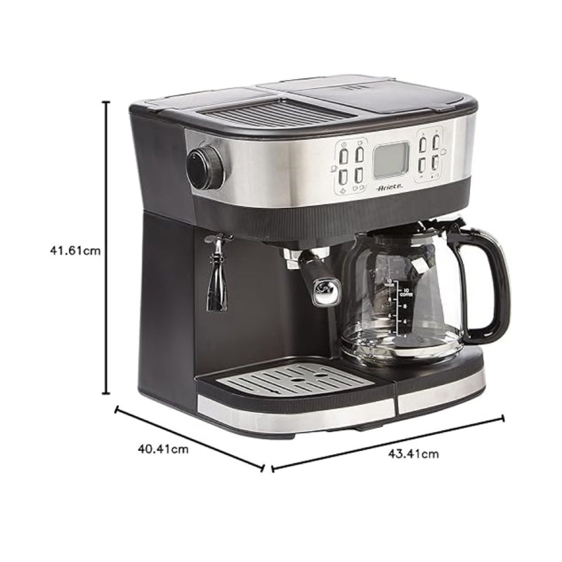 Ariete 2-in-1 Espresso and Drip Coffee Machine 20 Bar - Black