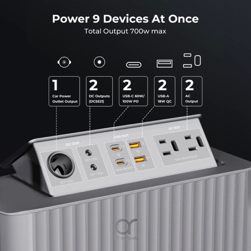 VOLTME Hako HK-600 Portable Power Station - 600W / 577.2Wh / Silver