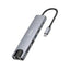 HOCO DUP09 8-in-1 Docking Hub Converter Adapter - Metallic Silver