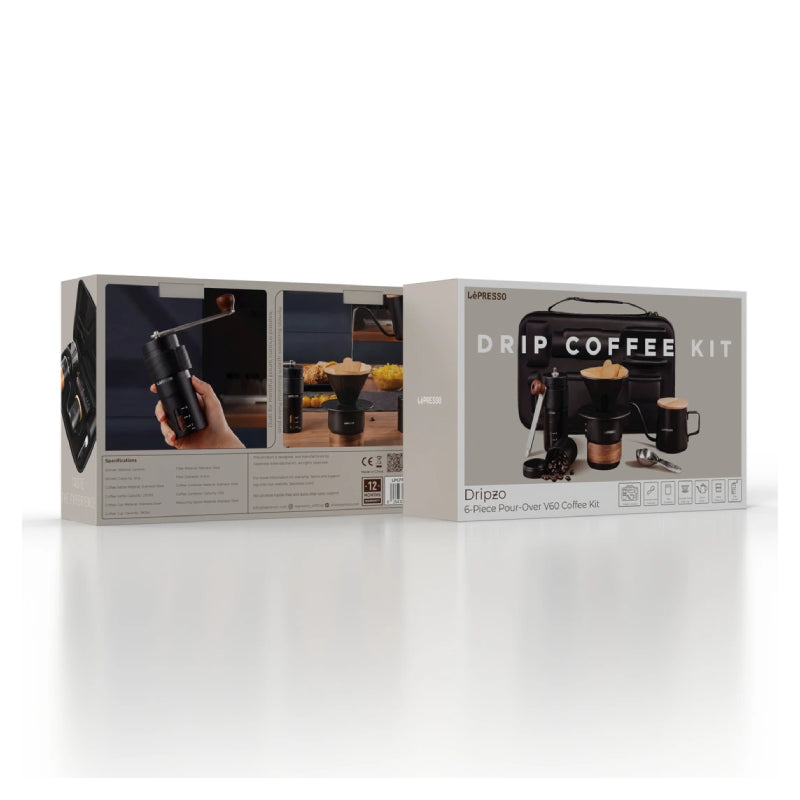 LePresso Dripzo 6-Piece Pour-Over V60 Coffee Kit - 280ml / Black