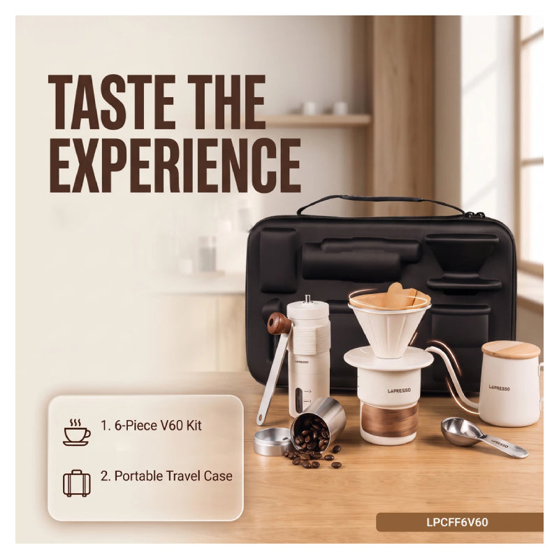 LePresso Dripzo 6-Piece Pour-Over V60 Coffee Kit - 280ml / White