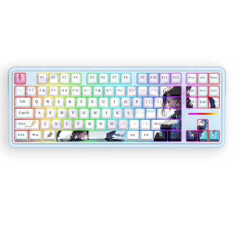Redragon Antonium Pro Blue TKL Noise Dampened Mechanical Keyboard - Anime Blue