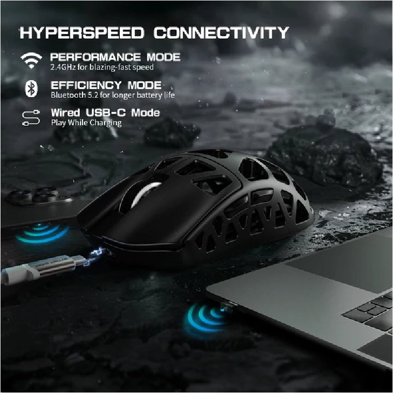 ATTACK SHARK R3 Super Light Tri Mode PAW3395 Wireless Gaming Mouse - Black