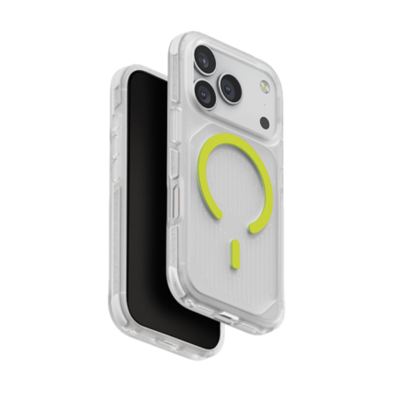 UNIQ Hybrid Combat Active Magclick Charging Case For Apple iPhone 17 Pro Max - Frost Clear/Lume-Lime