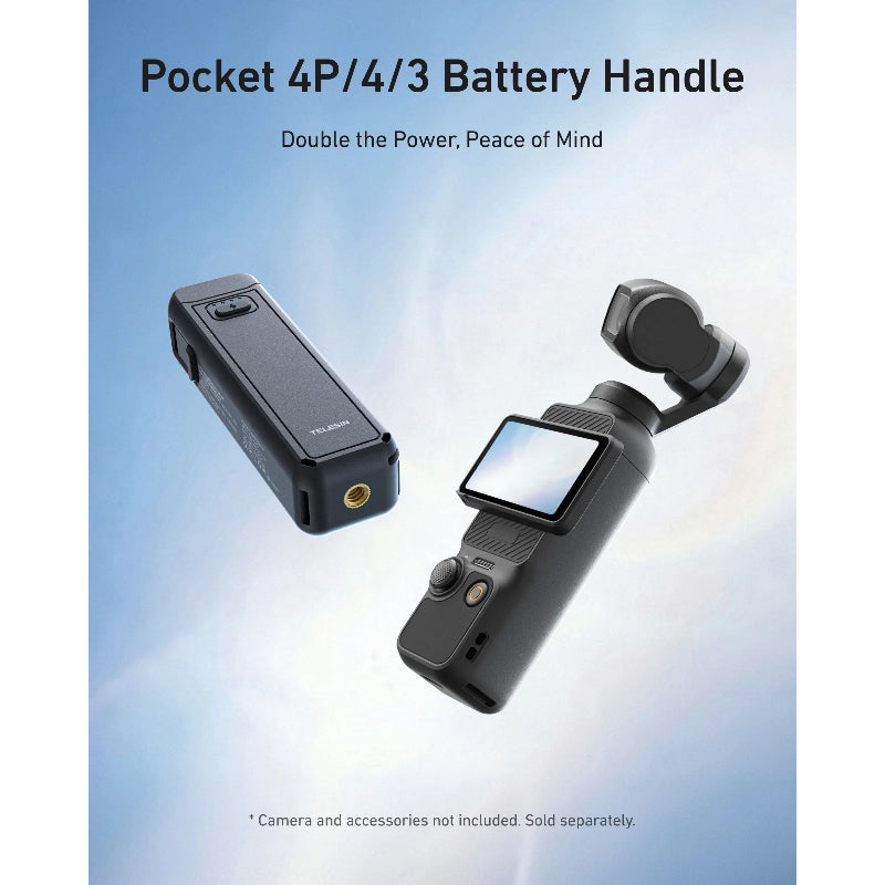 TELESIN Battery Handle for DJI Osmo Pocket 4P/4/3 - Black