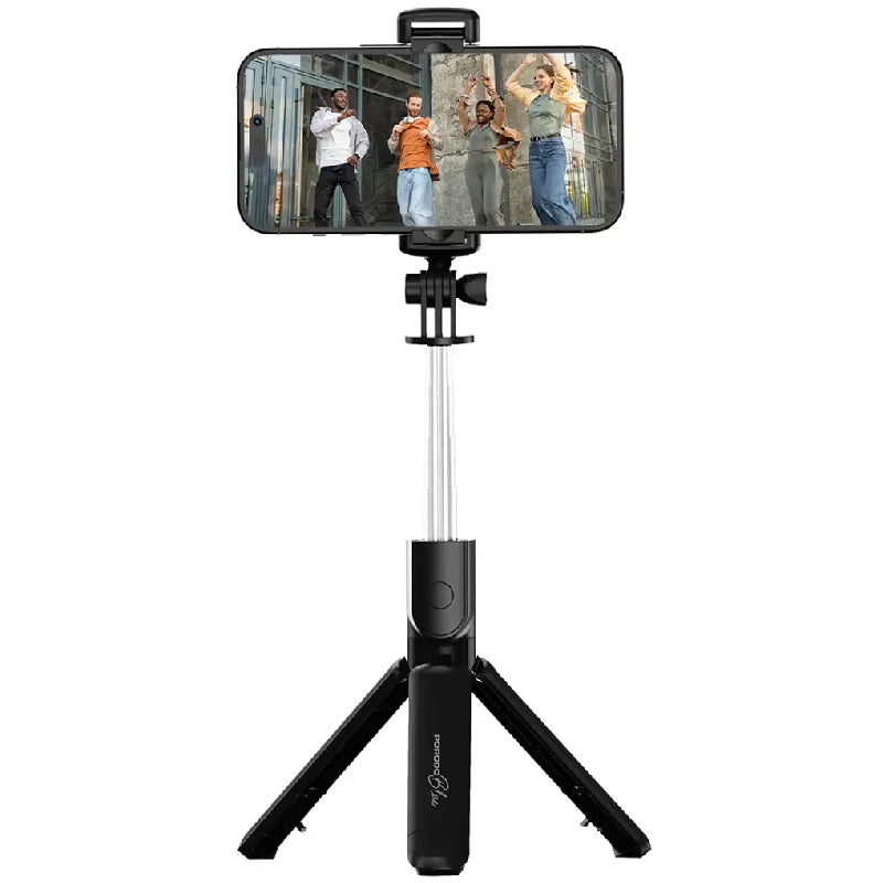 Porodo Blue Flexi Selfie Stick Tripod with Foldable Tripod Base - Black