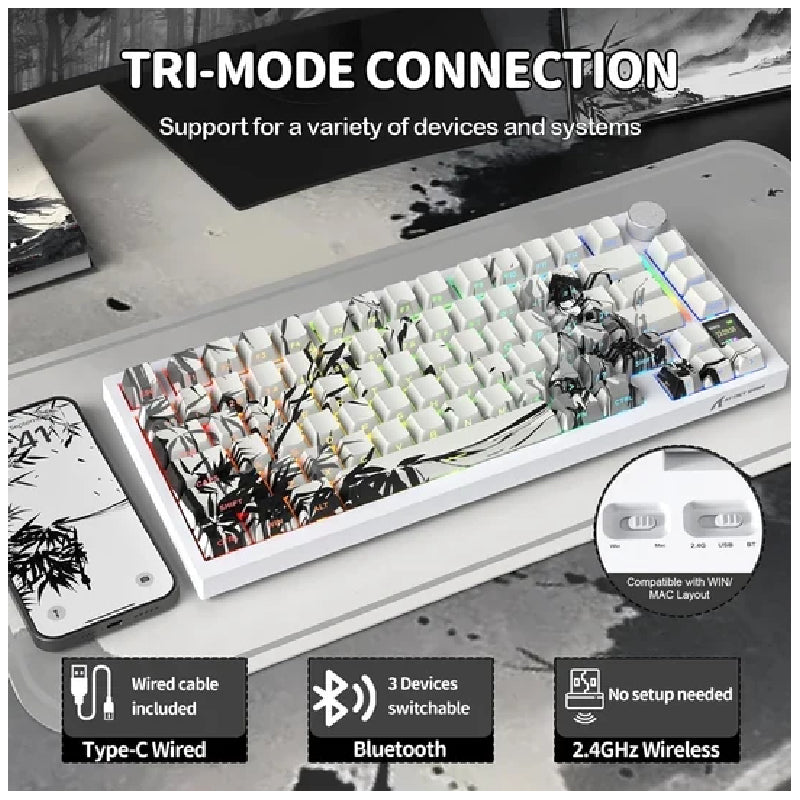 ATTACK SHARK X820 Ultra Tri Mode Wireless RGB Mechanical Gaming Keyboard Gift Switch - Dark Warrior