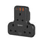 XPower WSS2 3 x Outlet T-Shaped Extension Socket - 20W / Black