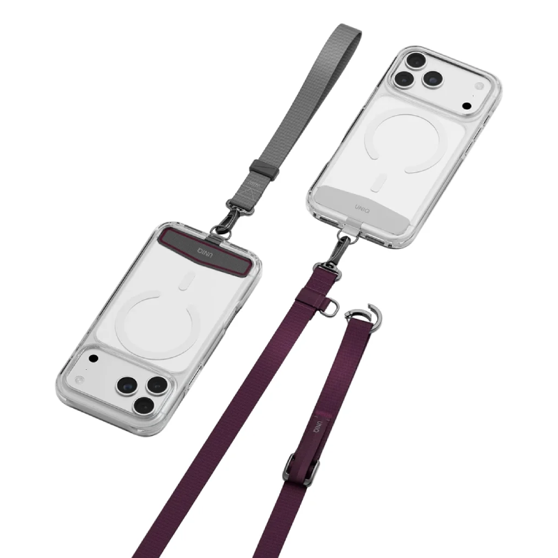 Uniq Vista Flex 2-in-1 Phone Case Lanyard and Hand Strap - Burgundy/Slate Grey