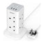 TESSAN 8-Way Multi-Plug Extension - 15W / 1700J / 2 Meter / White