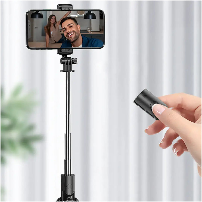 Porodo Blue Flexi Selfie Stick Tripod with Foldable Tripod Base - Black