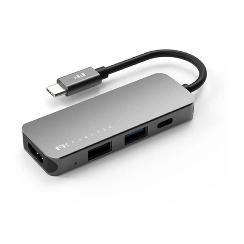 Feeltek 4-in-1 Portable USB Type C Hub - Grey