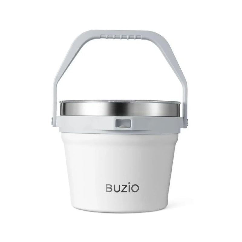 Buzio Insulated Ice Bucket with Lid Scoop Tongs and 2 Cups - 7L / White