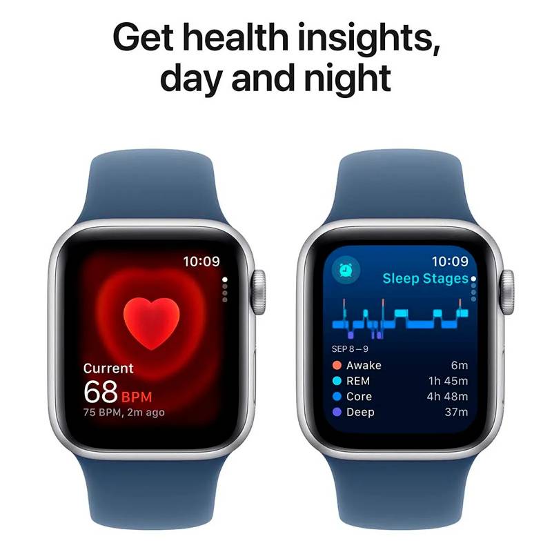ابل ساعة SEالثاني الجيلالثاني ) مع الرياضة باند - LTPO OLED / 44 مم / متوسط/ كبير / بلوتوث / واي-فاي / أزرق ذكي