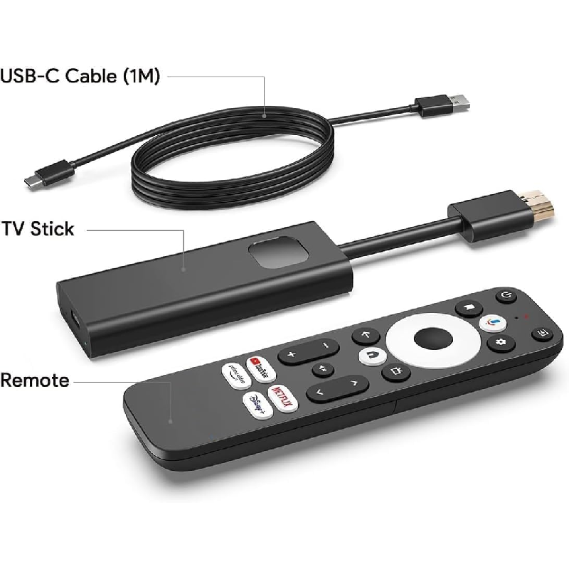 Dcolor Android TV Stick - 4K / HDMI / USB-C / Wi-Fi / Bluetooth / Black