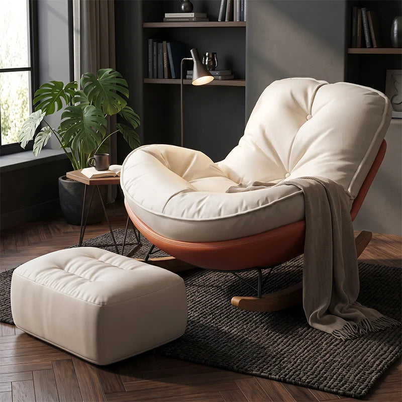 Black Bull Steel Recliner Rocking Chair with Ottoman
