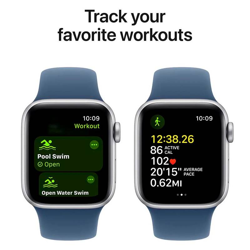 ابل ساعة SEالثاني الجيلالثاني ) مع الرياضة باند - LTPO OLED / 44 مم / متوسط/ كبير / بلوتوث / واي-فاي / أزرق ذكي