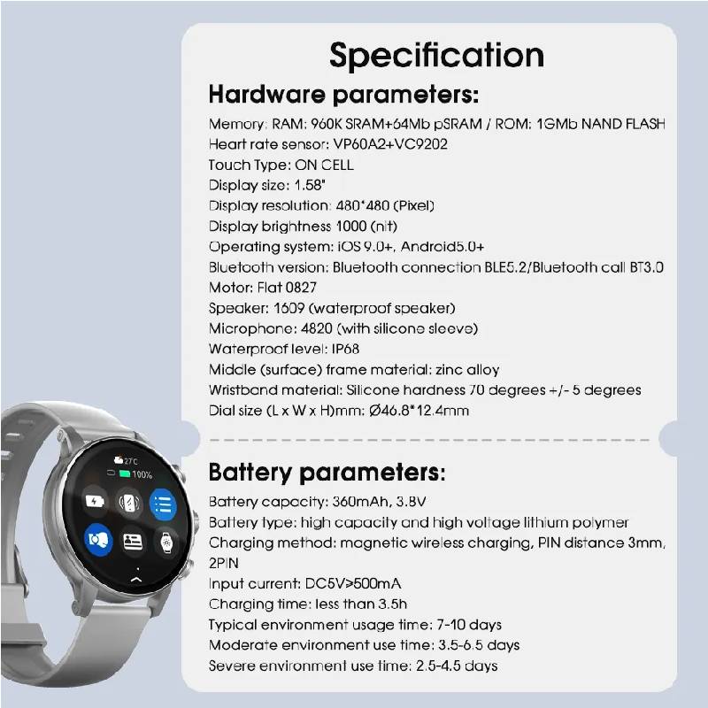 لدنيو 01 ساعة ذكية - 1.58 بوصة AMOLED / فضي ذكي ساعات
