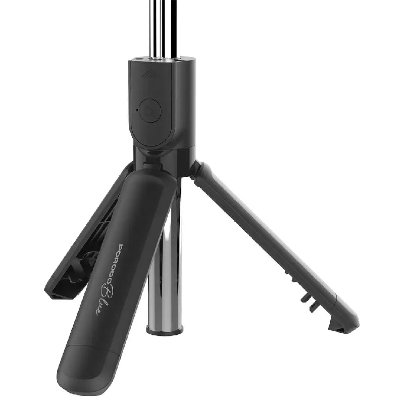 Porodo Blue Flexi Selfie Stick Tripod with Foldable Tripod Base - Black