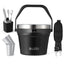 Buzio Insulated Ice Bucket with Lid Scoop Tongs and 2 Cups - 7L / Black