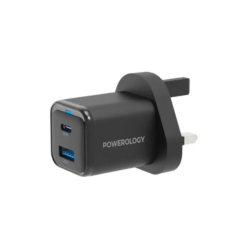 Powerology Super Compact Quick Charger With Cable  - 35W / 1.2 Meter / Black