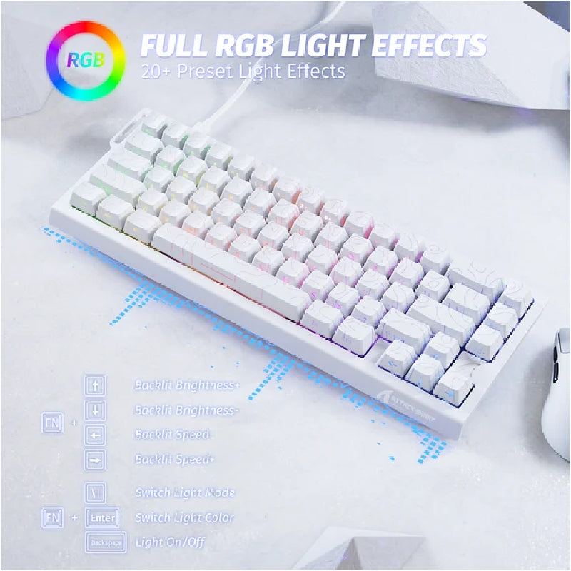 ATTACK SHARK X68 HE Wired Mode RGB Gaming Rapid Trigger Keyboard With Magnetic Switch - White Contour line