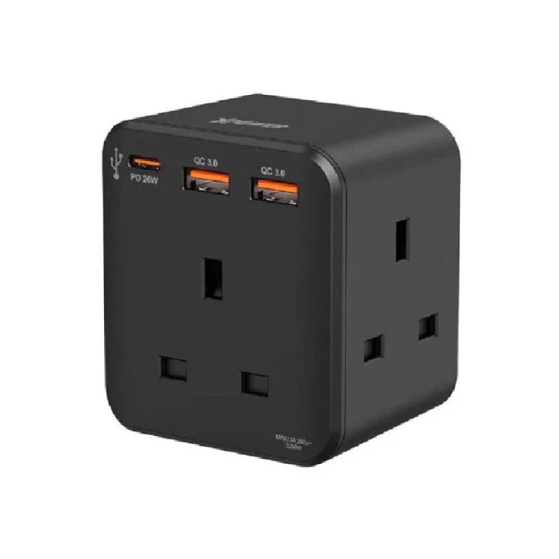 XPower WSS1 3-Outlet Cube Extension Socket - 20W  / Black