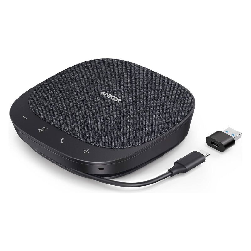 Anker PowerConf S330 Speakerphone, Ambient Noise Cancellation, 360° Coverage, 1.75" Driver, Ergonomic Design, Plug n Play - Black