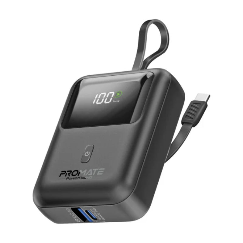 PROMATE PowerPod-10:طاقة مضغوط  مع  كابل يو اس بيبلت-ان  كابل  35 واط / يو اس بي/ يو اس بي/ أسود