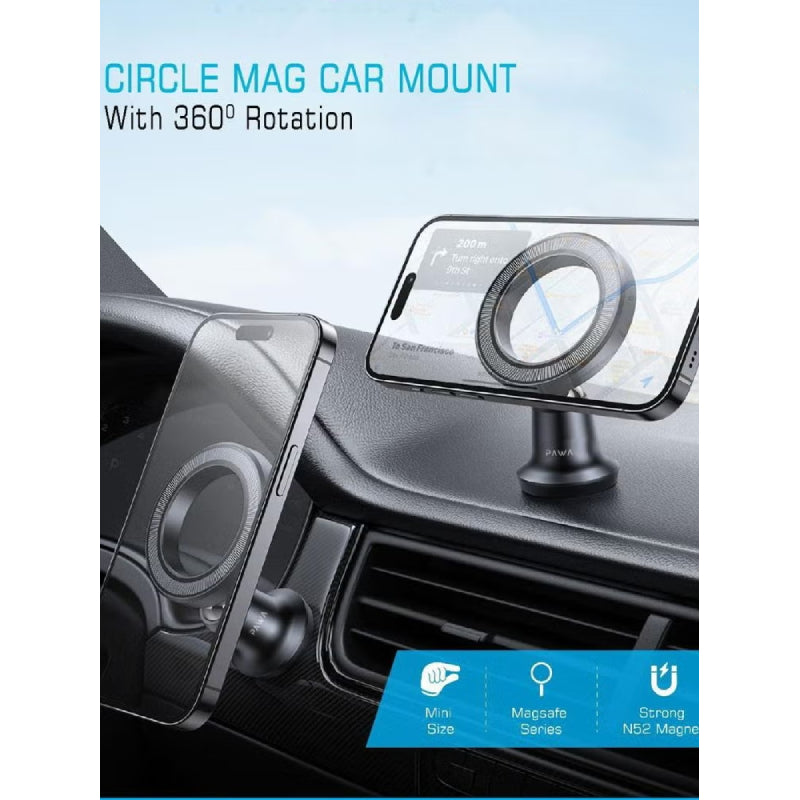 Pawa Circle Magnetic Car Mount - Black