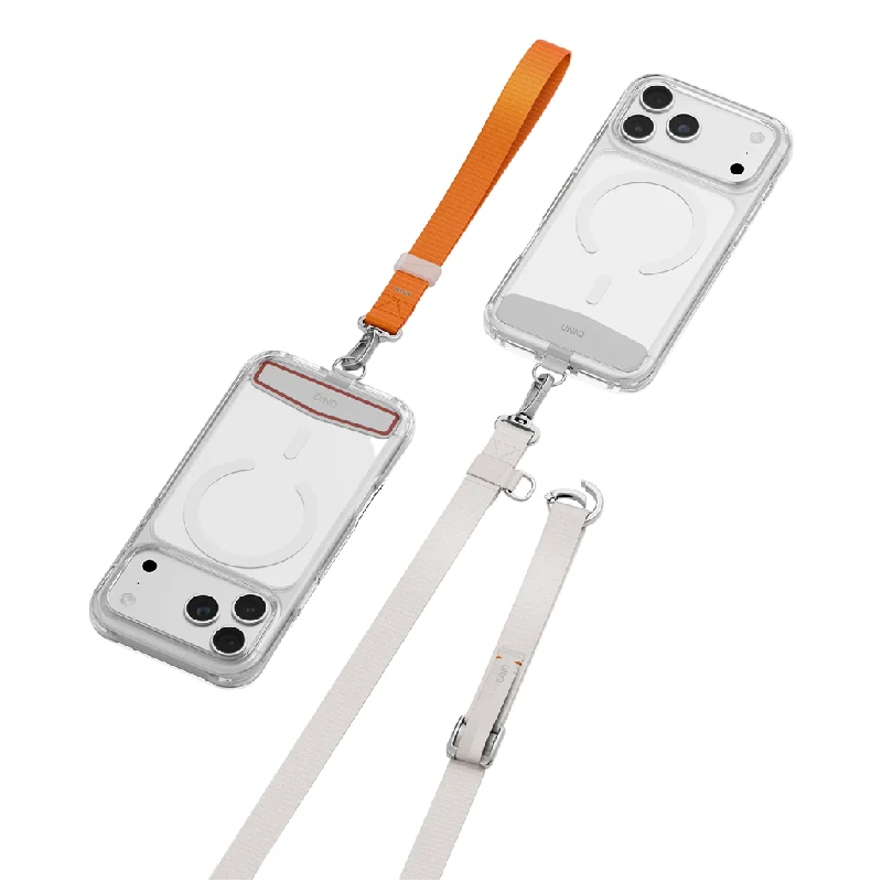 Uniq Vista Flex 2-in-1 Phone Case Lanyard and Hand Strap -  Mist Grey/Volt Orange