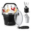 Buzio Insulated Ice Bucket with Lid Scoop Tongs and 2 Cups - 7L / Black