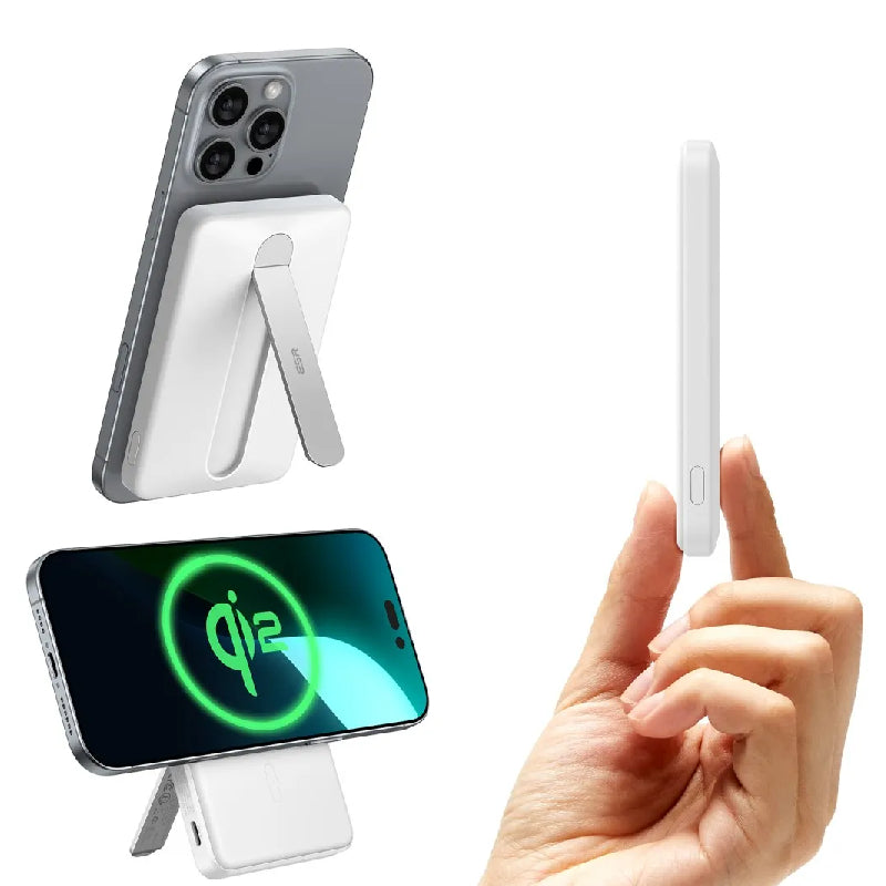 ESR Qi2 MagSlim Kickstand Power Bank - 5000mAh / White