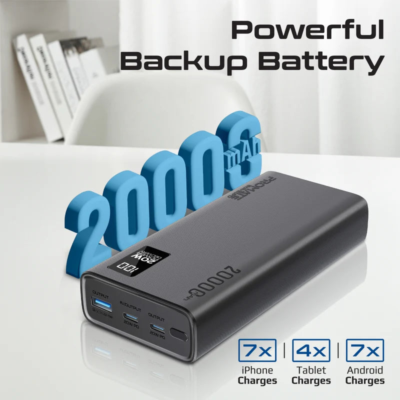 PROMATE Bolt-20PD مضغوط ذكي  طاقة  مضغوط ذكي - 20 واط / يو اس بي/ يو اس بي/ أسود