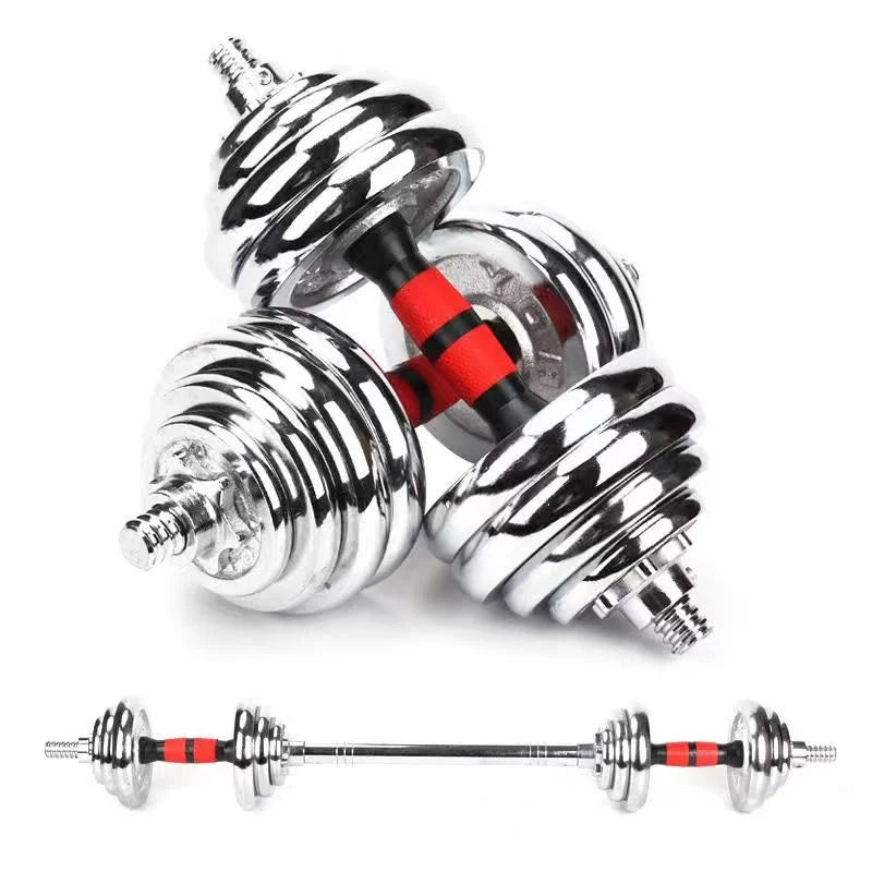 Adjustable Chrome 30KG Dumbbell Set with Barbell Connector