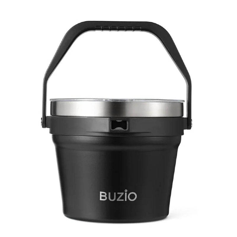 Buzio Insulated Ice Bucket with Lid Scoop Tongs and 2 Cups - 7L / Black