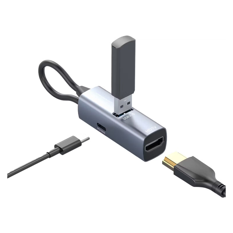 باورولوجي ألمنيوم ميني يو اس بي موزع  4K إتش دي إم أي  يو اس بي .0 / يو اس بي