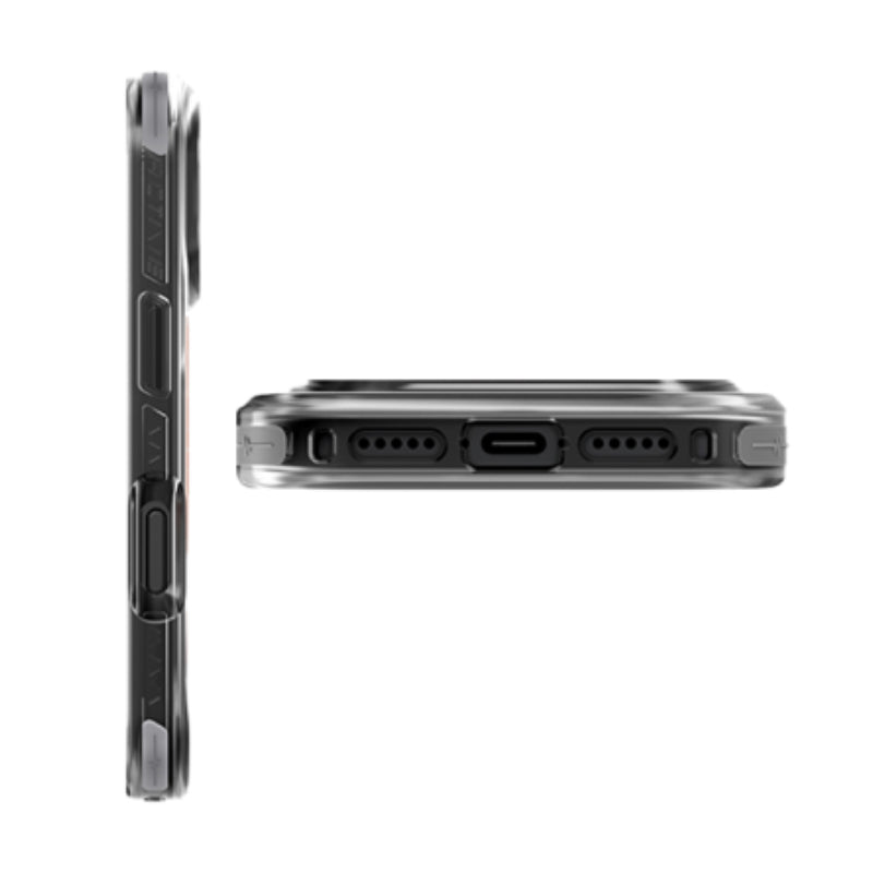 UNIQ Hybrid Combat Active Magclick Charging Case For Apple iPhone 17 Pro Max - Frost Smoke/Orange