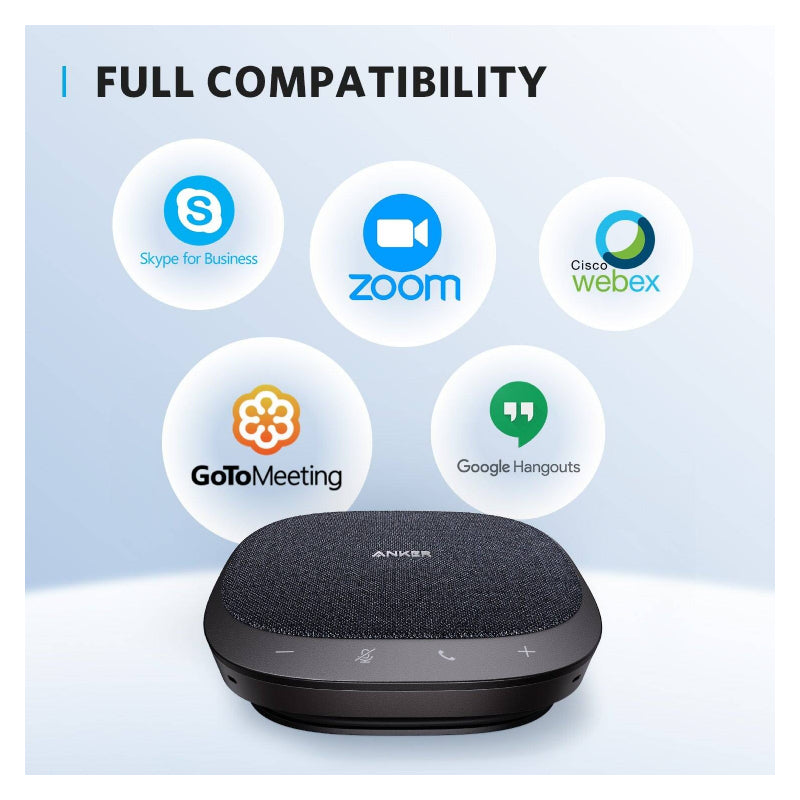 Anker PowerConf S330 Speakerphone, Ambient Noise Cancellation, 360° Coverage, 1.75" Driver, Ergonomic Design, Plug n Play - Black