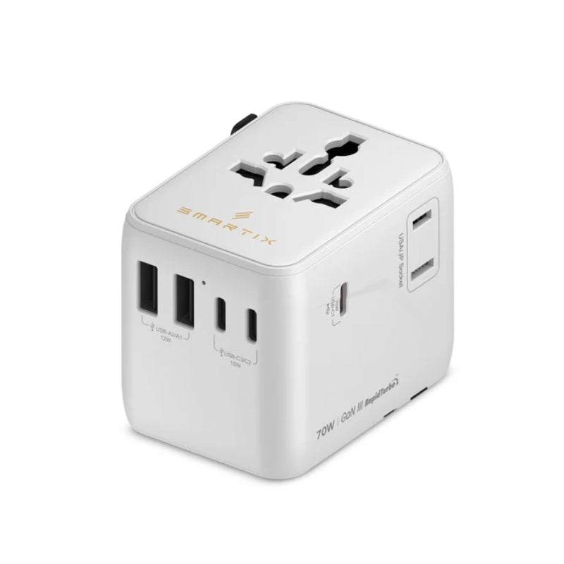 Smartix NomadPro GaN International Travel Adapter - 70W / USB-A / USB-C / White