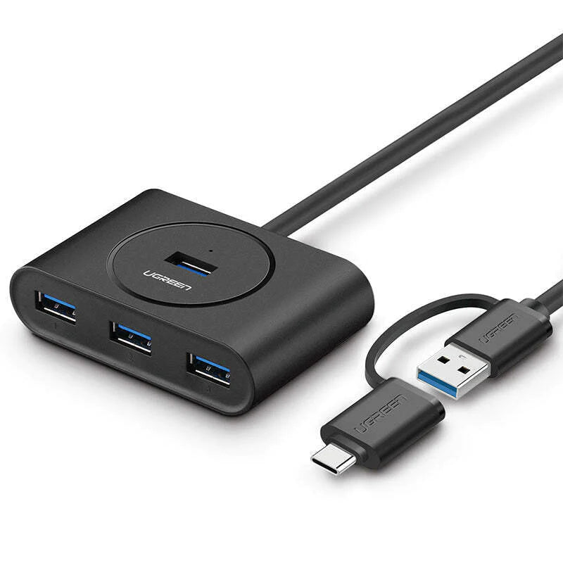Ugreen 4 Port USB 3.0 Hub With Type-C Adapter 1Meter - Black