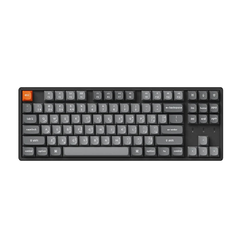 لوحة مفاتيح كيكرون K8 ماكس QMK/TKL للألعاب، ميكانيكية لاسلكية بإضاءة RGB ومبدلات سوبر ريد - تخطيط عربي / أسود