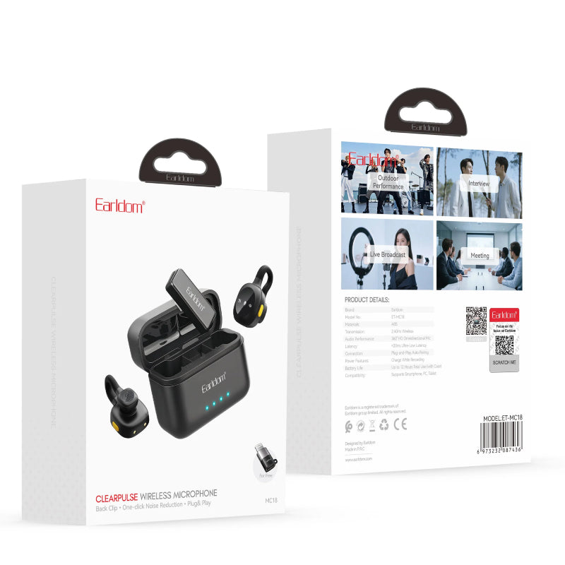 Earldom ET-MC18 Wireless Microphone - 2.4GHz / Black