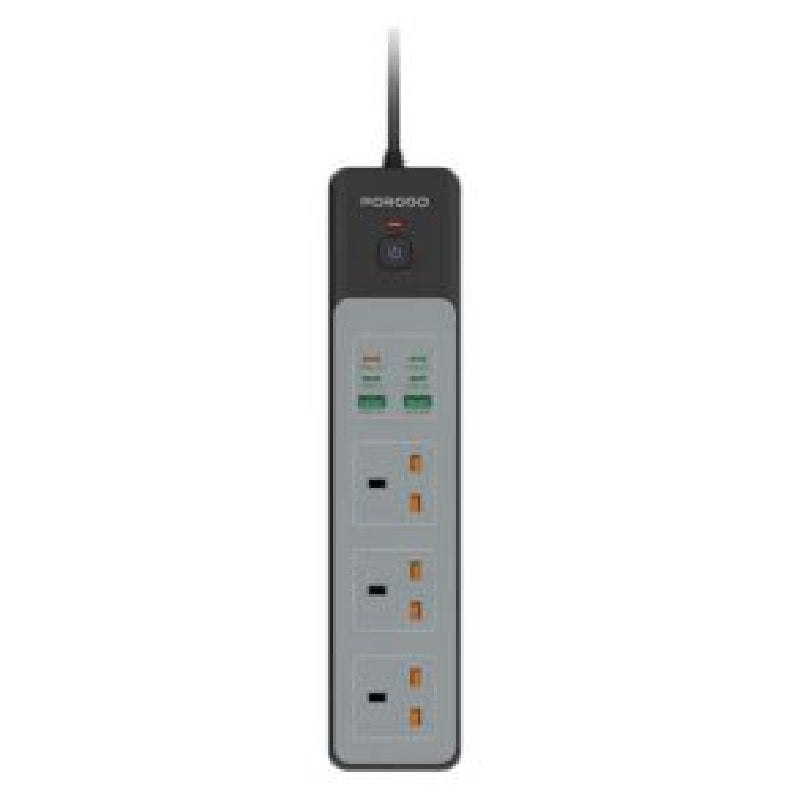 Porodo Power Strip 3AC | 45W | 300W - Black