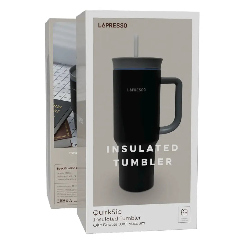 LePresso QuirkSip Insulated Tumbler with Double Wall Vacuum - Black