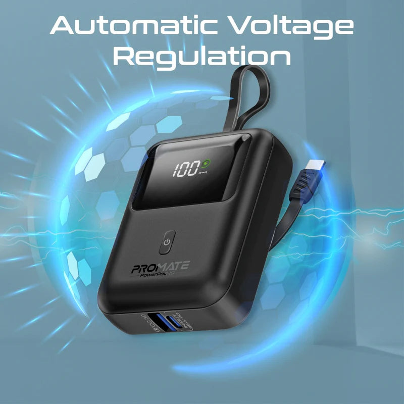 PROMATE PowerPod-10:طاقة مضغوط  مع  كابل يو اس بيبلت-ان  كابل  35 واط / يو اس بي/ يو اس بي/ أسود