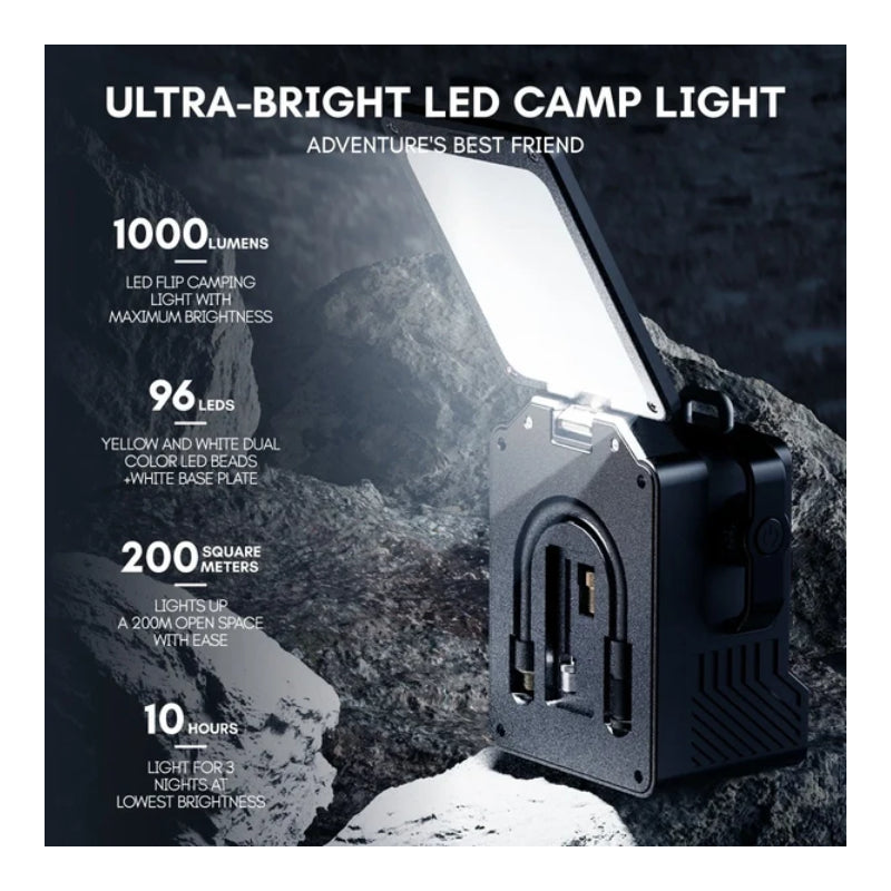 TowerTop Portable 2-in-1 Air Inflator with Camping Light - Black