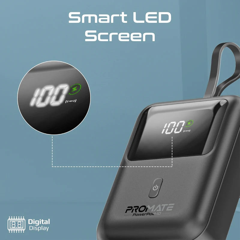 PROMATE PowerPod-10:طاقة مضغوط  مع  كابل يو اس بيبلت-ان  كابل  35 واط / يو اس بي/ يو اس بي/ أسود