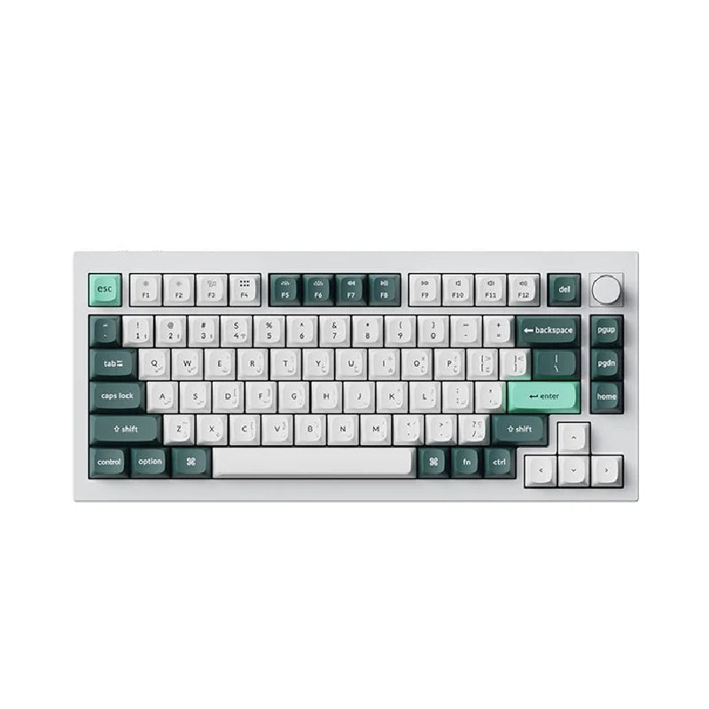 لوحة مفاتيح كيكرون Q1 HE للألعاب، ميكانيكية لاسلكية بإضاءة RGB ومبدلات قابلة للتبديل، مجمّعة بالكامل مع مقبض تحكم ودعم QMK - إنجليزي / عربي / أبيض صدفي